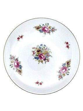 Vintage Royal Worcester Bone China Porcelain Floral Cake Plate Gold Trim England